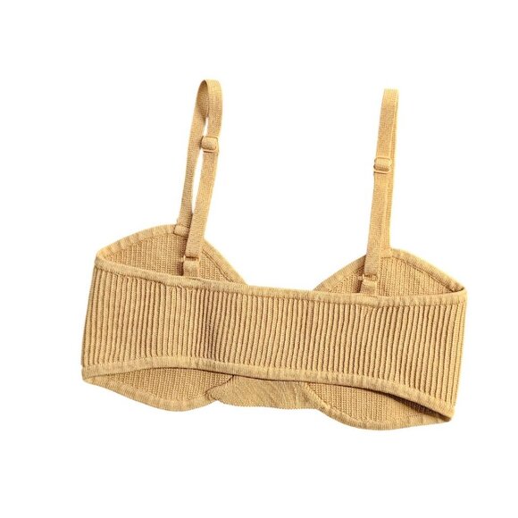 Aritzia Babaton Sculpt Knit Bra Top, Camel, Ribbed, Thick, Size XS - Picture 4 of 6